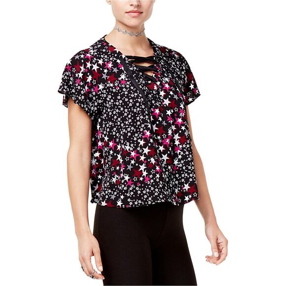 The Edit By Seventeen Womens 4th July Star Basic T-Shirt, Black, NWT - Picture 1 of 1